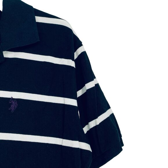 US Polo Assn. Mens Shirt Size Large Bl/Wh 100% Cotton Pullover Short Sleeve - Picture 4 of 6